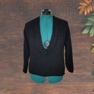 De Rotchild Black Silk-Angora Blend Sweater, Large